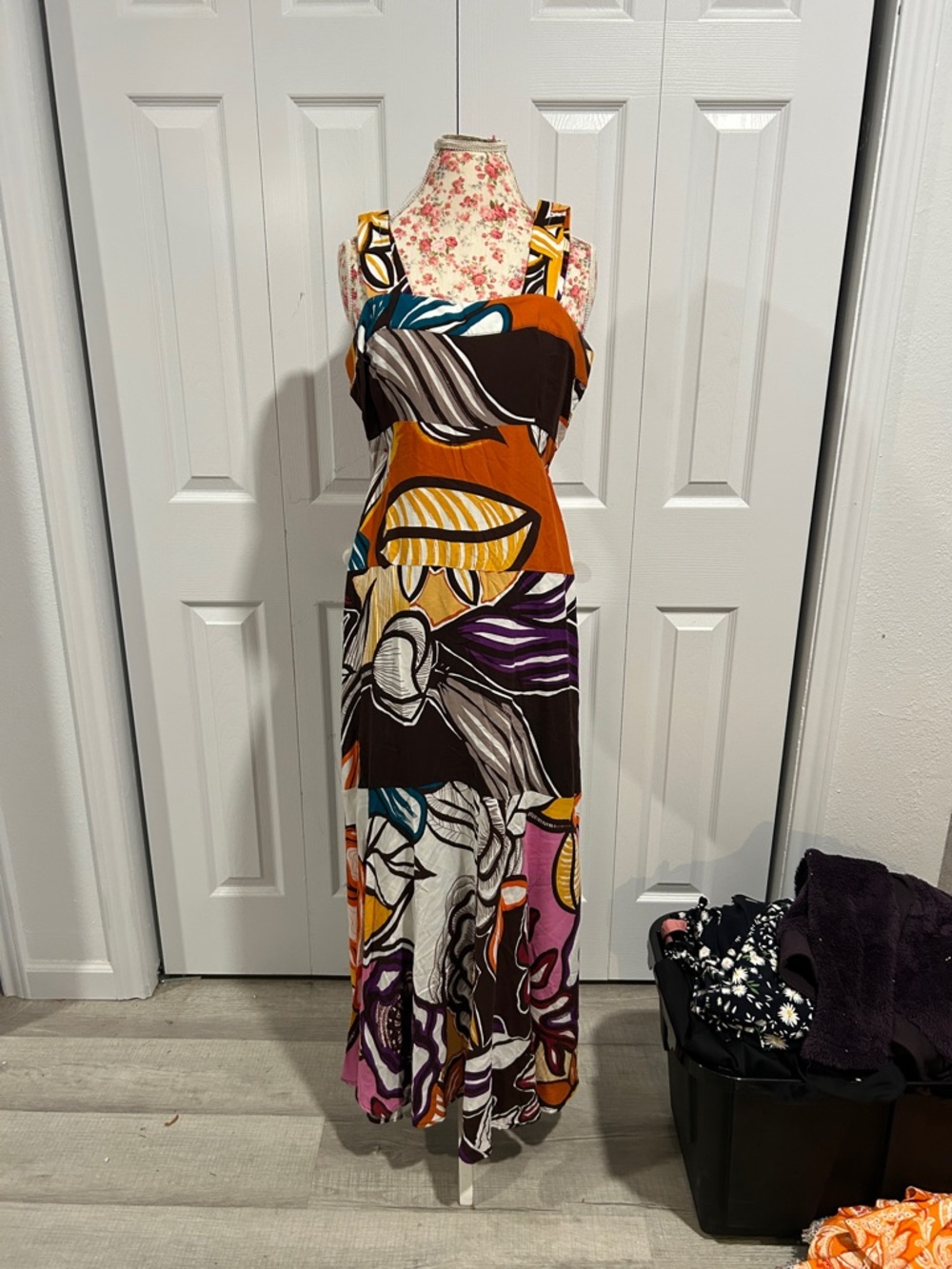 1. State Multicolor Maxi Dress with Orange, Purple & Brown Floral Print